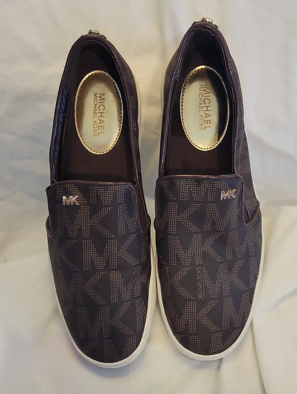 Michael Kors Brown Logo Slip-On Sneakers with White Sole - Picture 3 of 9